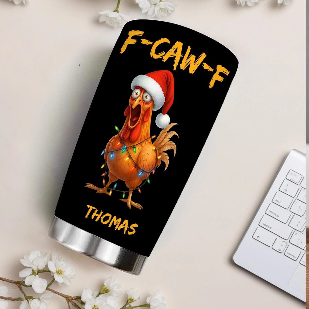 Personalized Insulated Travel Tumbler with Funny Chicken Art, Custom Name, Travel Friendly Mug, Unique Gift for Coffee Lovers