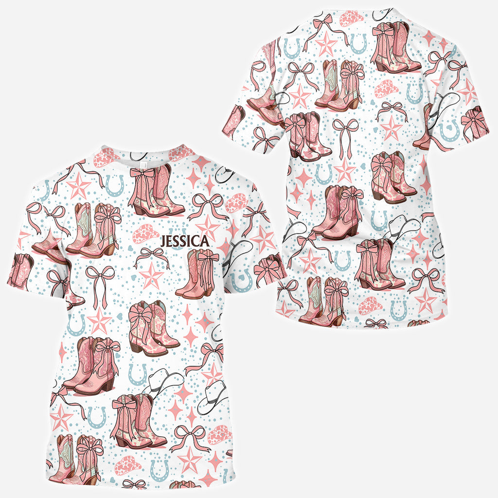 Coquette Cowgirl Boots and Bows - Personalized Cowgirl All Over Shirt