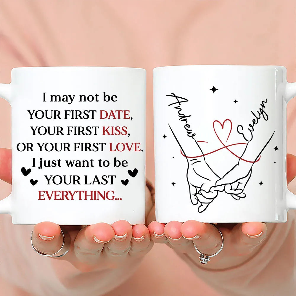 Personalized Ceramic Mug With Holding Hands Heart Quote Cute Couple Gift For Valentine's Day Morning Coffee