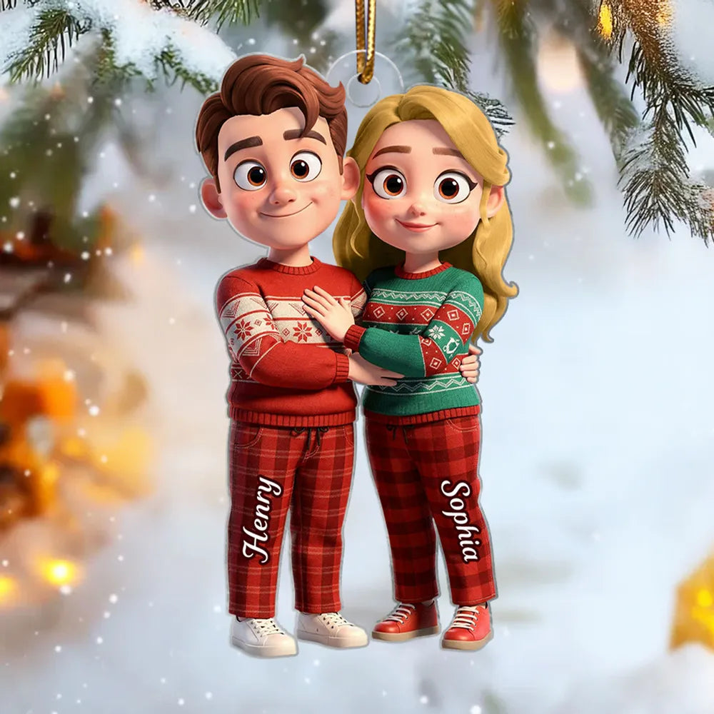 Cute Cartoon Couple Acrylic Ornament Personalized Keepsake for Couples Sweet Home Decor Gift for Wife or Husband