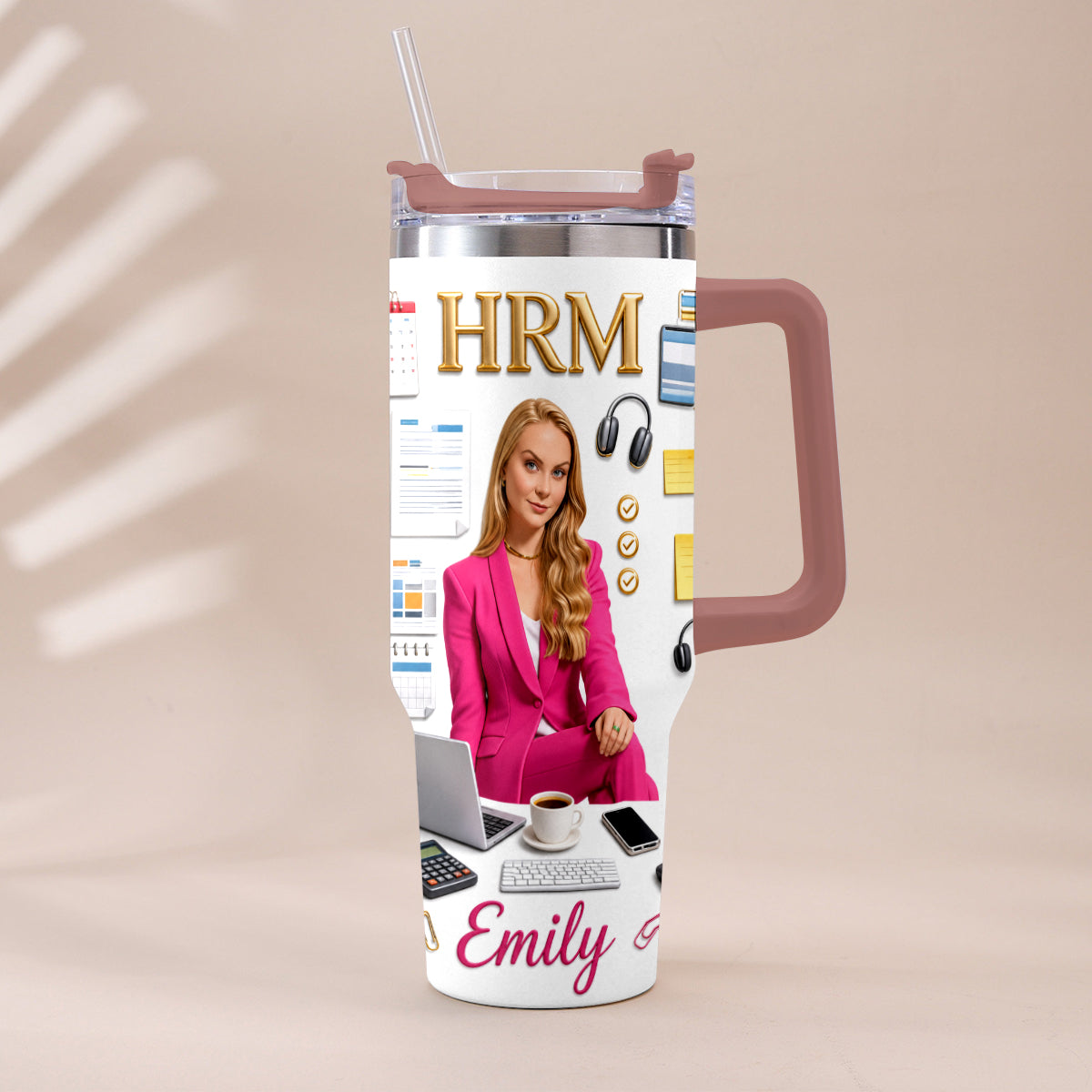 Custom Any Photo Office Staff Gift - Personalized Colleague Tumbler With Plush Charm