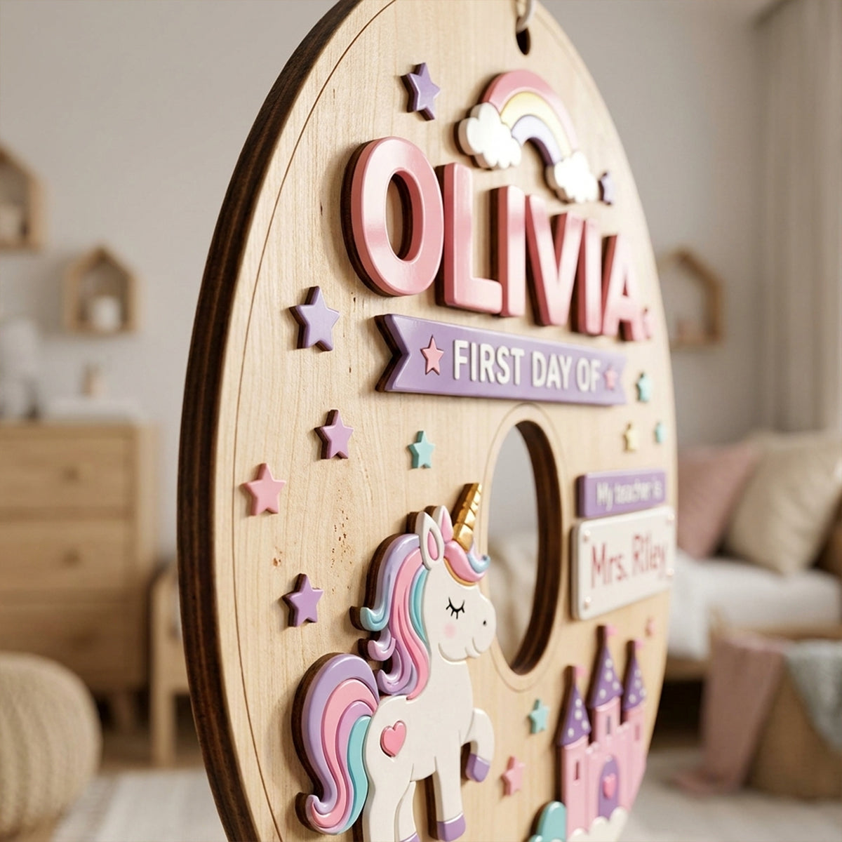 First Day Of School Sign Gift For Kids - Personalized Kid 2 Layered Wood Sign / Wood Plaque