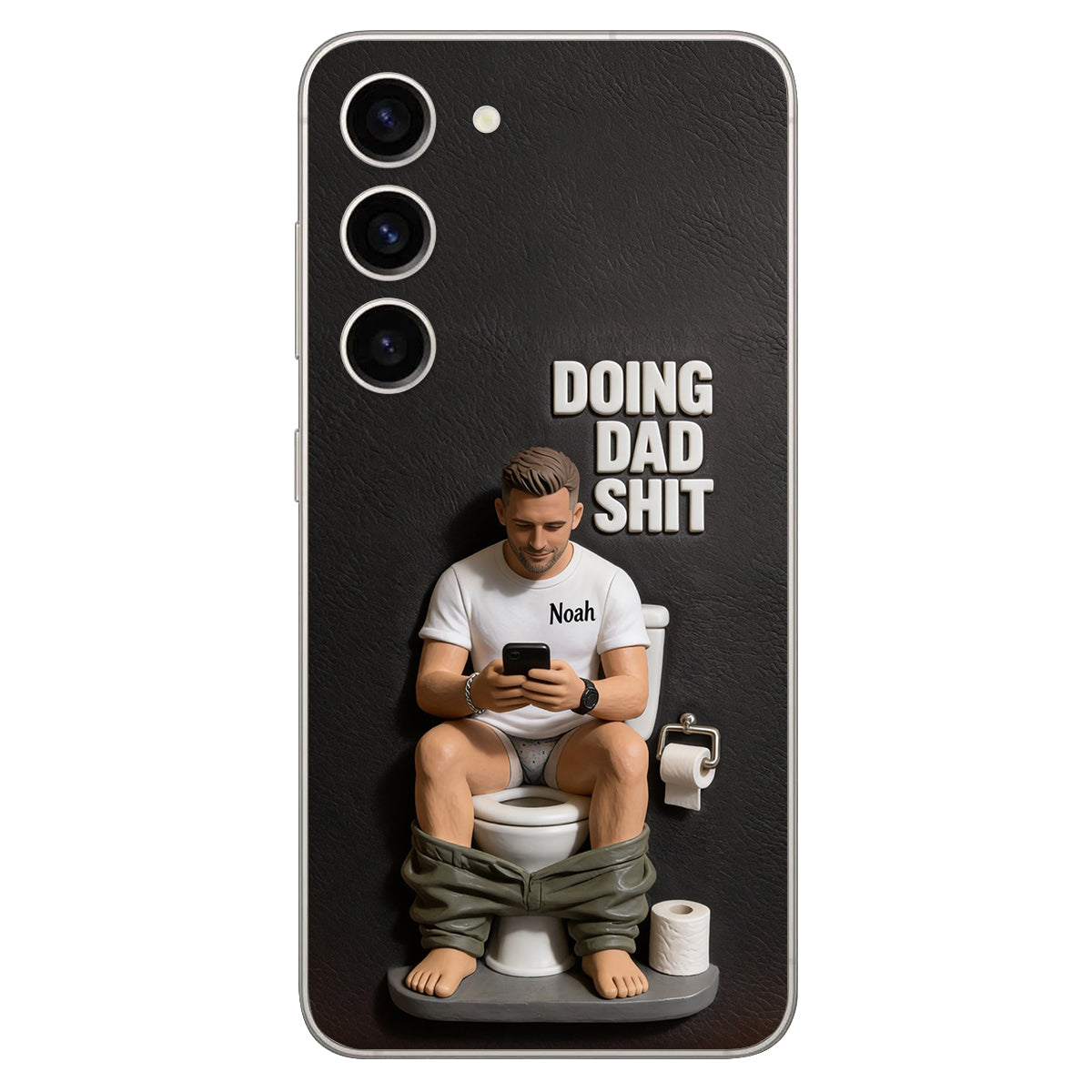 Doing Dad Shit - Personalized Father 3D Embossed Leather Phone Case