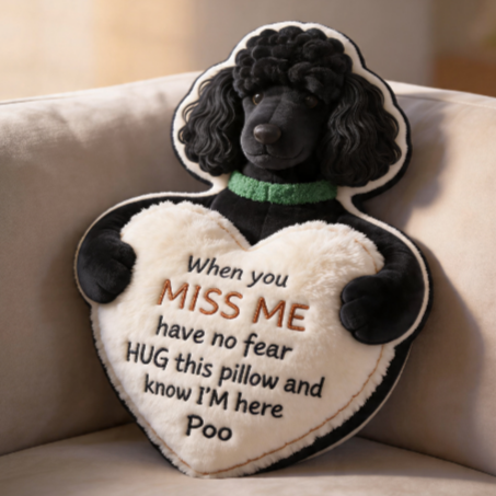 Custom Standard Poodle Memorial Heart Pillow - Personalized Pet Loss Gift for Dog Lovers - Fluffy Bereavement Hug Cushion for Comfort