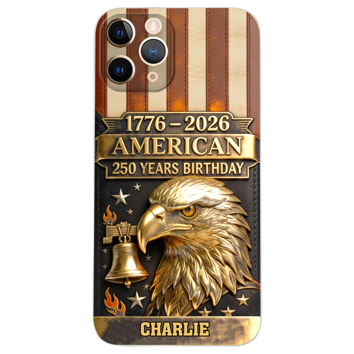 250th Anniversary - Personalized Bald Eagle Leather Phone Case