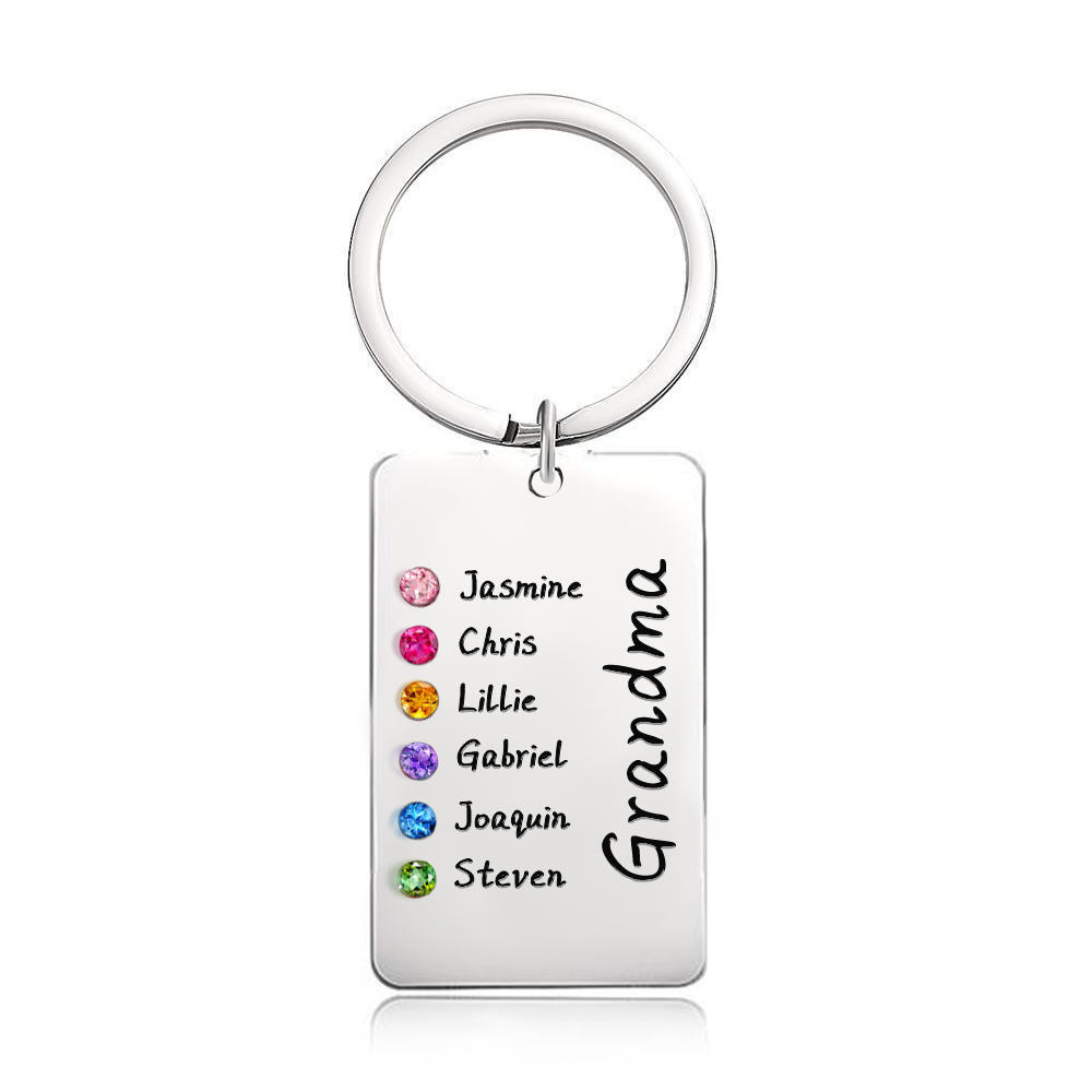 Custom Birthstone For Grandma, Mom - Gift for grandma, mom - Personalized Birthstone Keychain