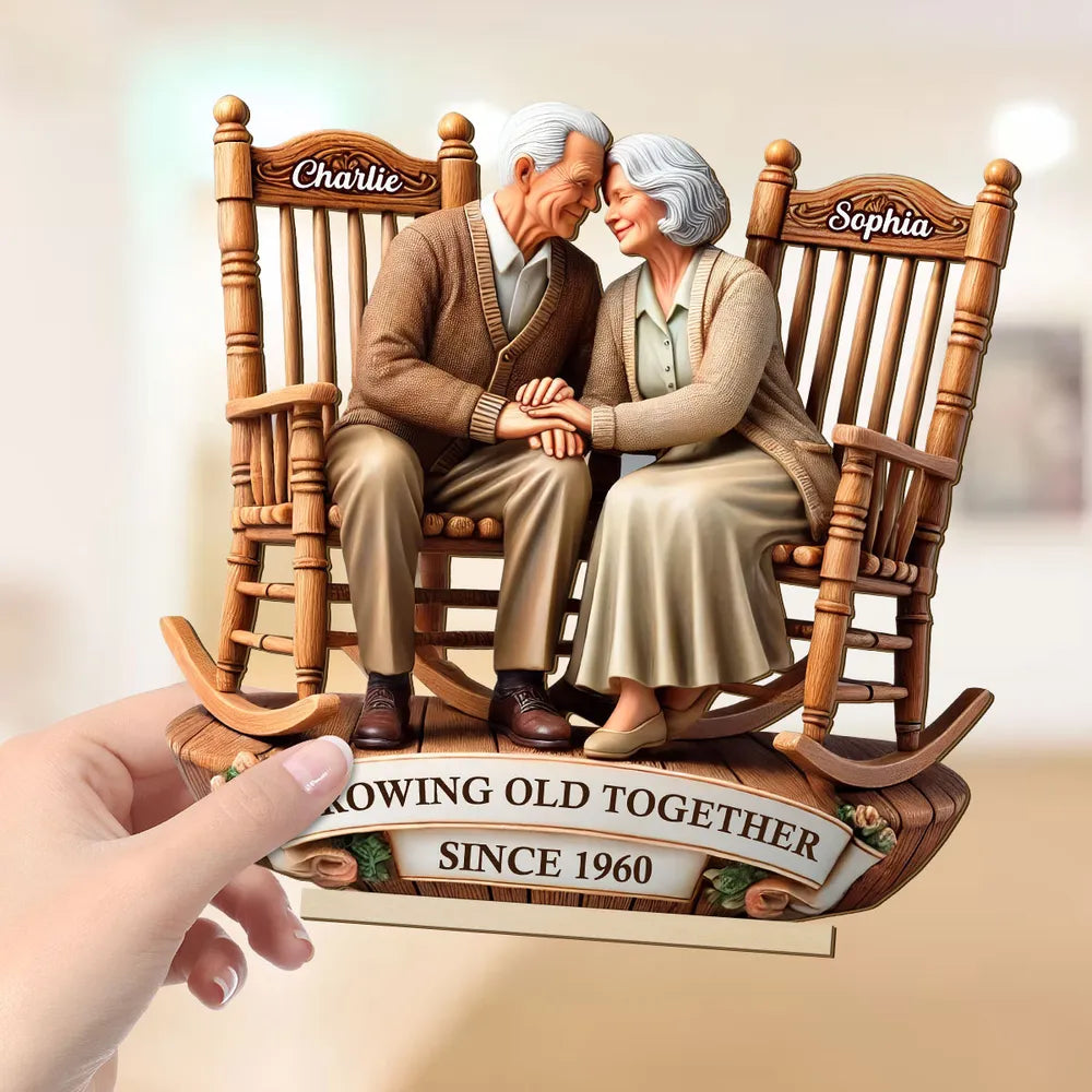 Growing Old Together Wooden Plaque – Personalized Anniversary Gift for Couples