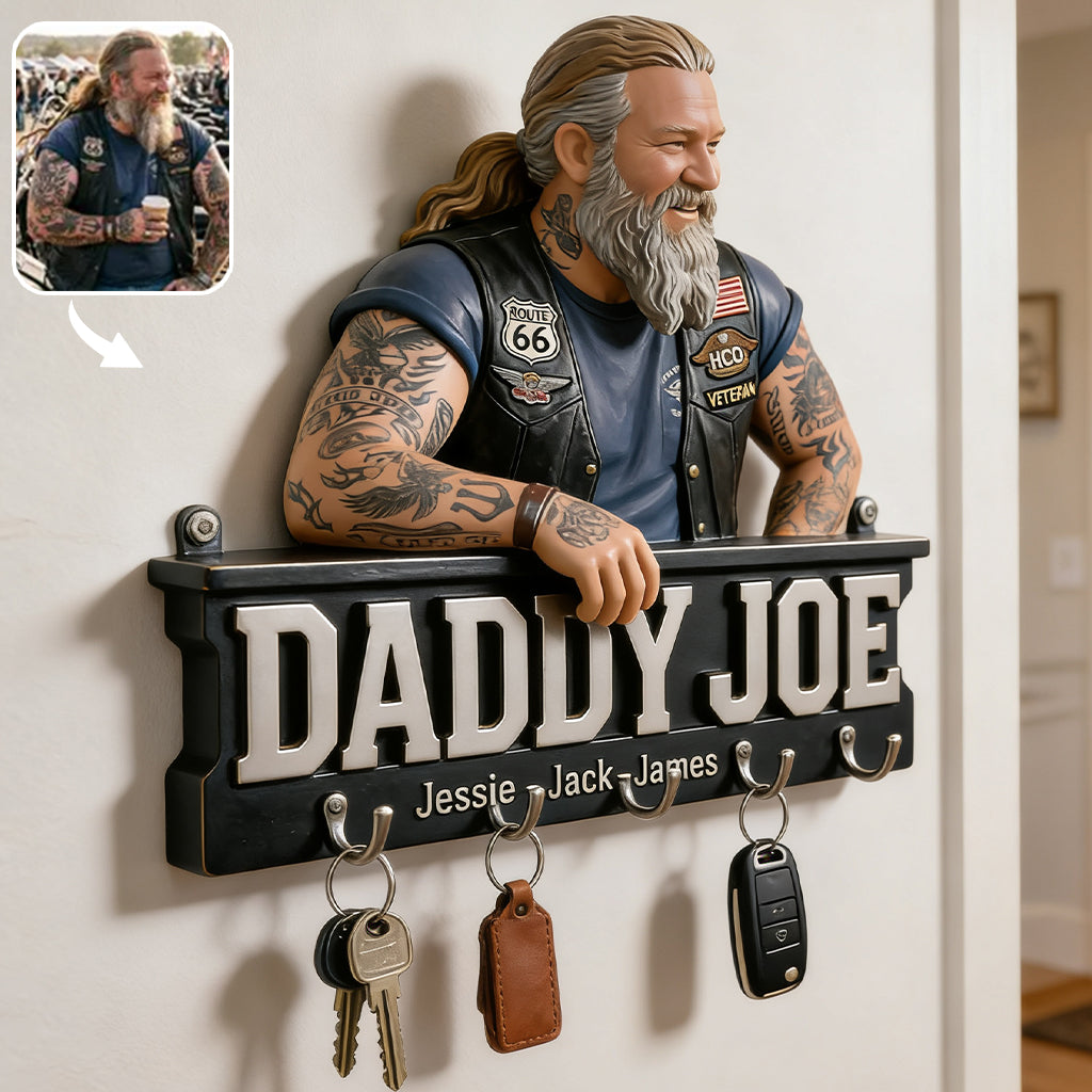 Father's Day Gifts For Dad, Grandpa - Personalized Father Custom Shaped Hanging Rack