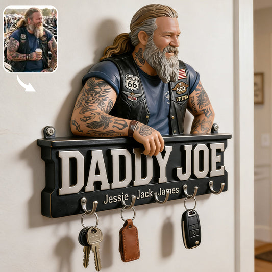 Father's Day Gifts For Dad, Grandpa - Personalized Father Custom Shaped Hanging Rack