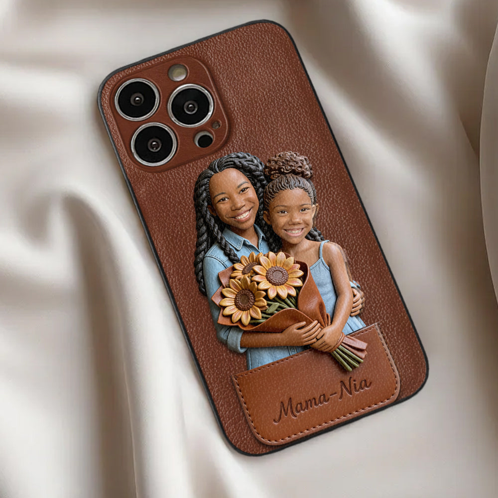 I Love You - Personalized Mother 3D Embossed Leather Phone Case