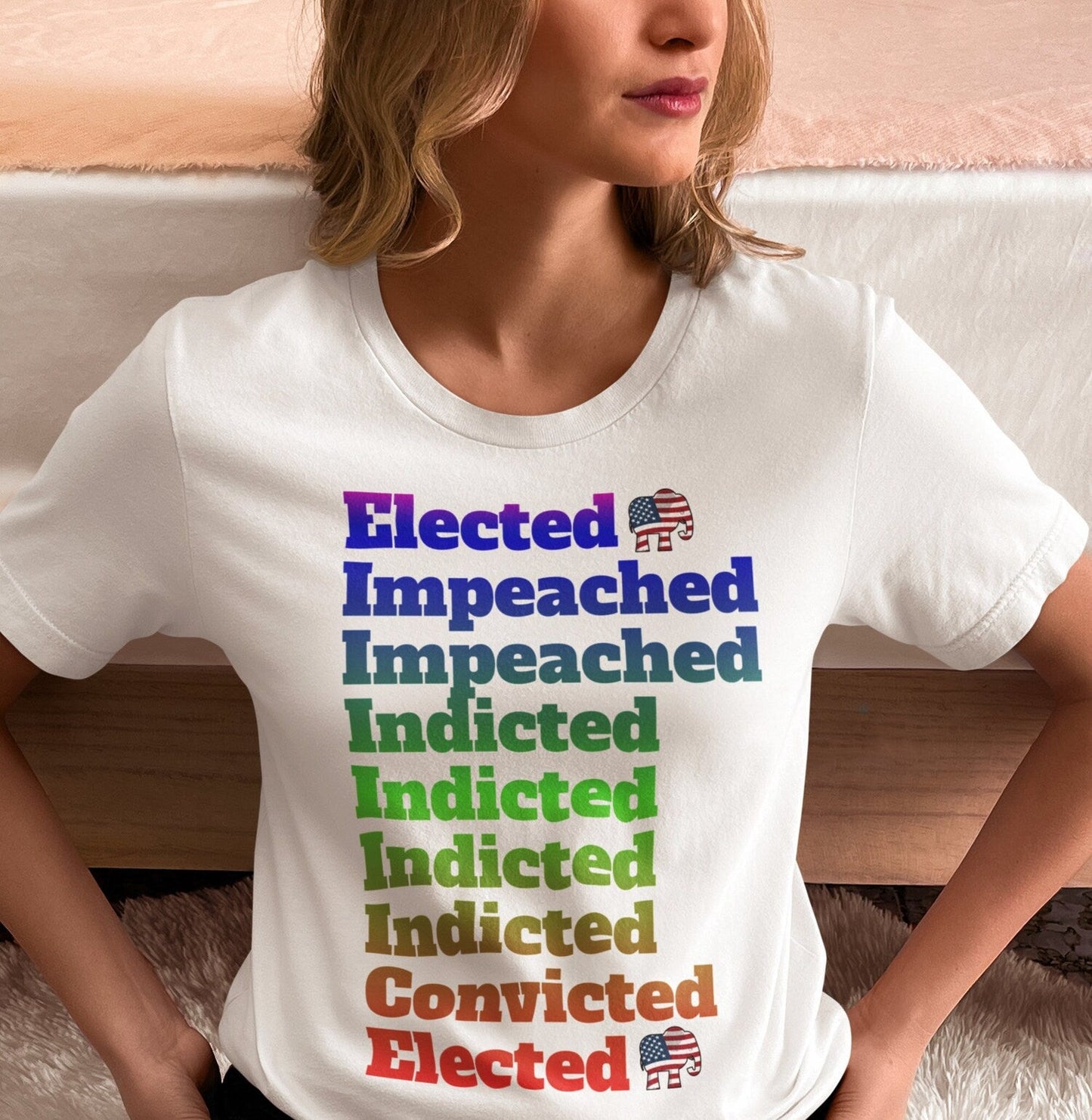 Elected Impeached Indicted Convicted Pro Trump Shirt, Political Presidential 2024 T Shirt, Anti Law Fare Republican Gift T-shirt & Hoodie