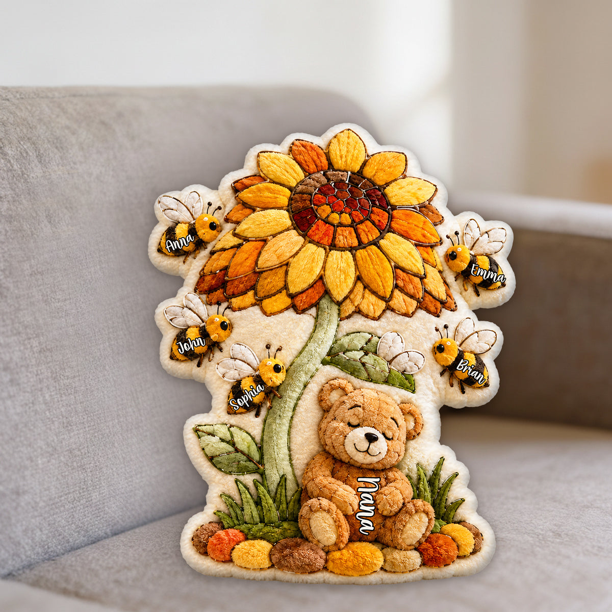 Grandma’s Blooming Love - Gift for Mother, Nana - Personalized Grandma Premium Faux Fur Pillow