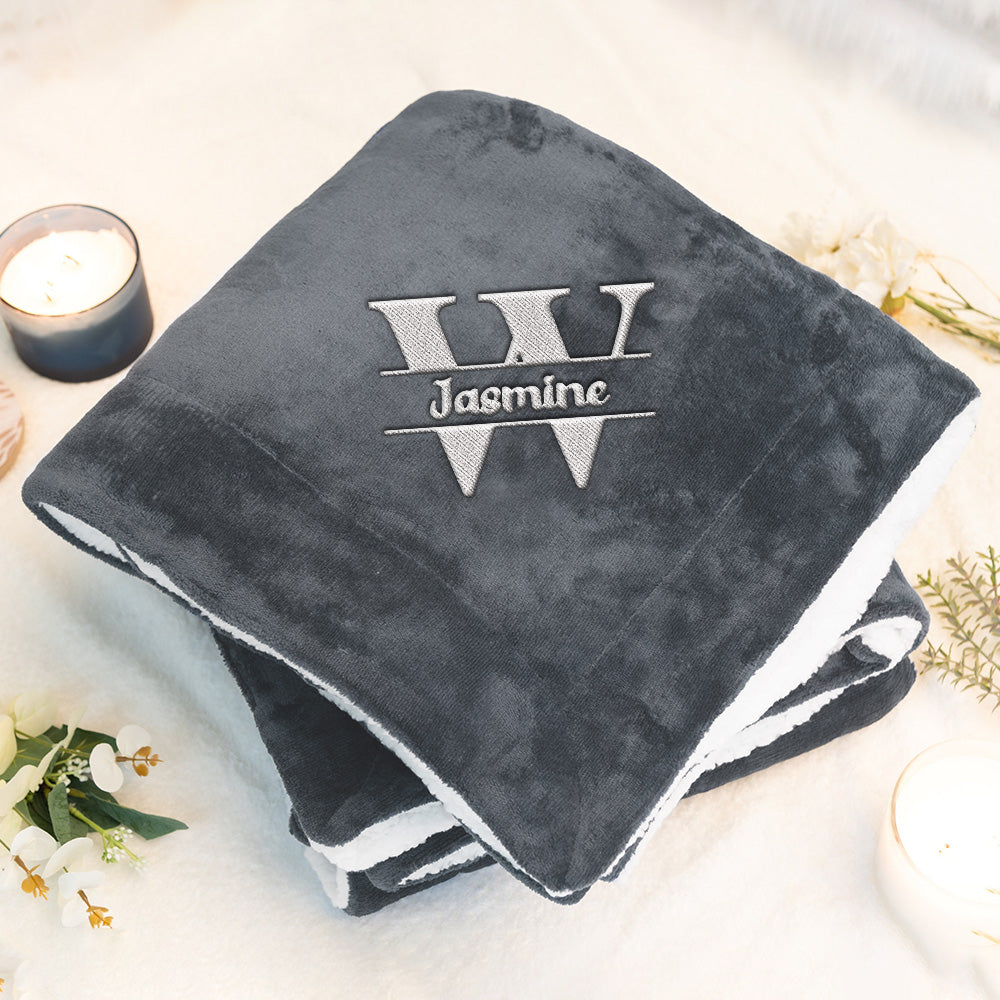 Embroidered Name - Personalized Embroidered Plush Throw Blanket