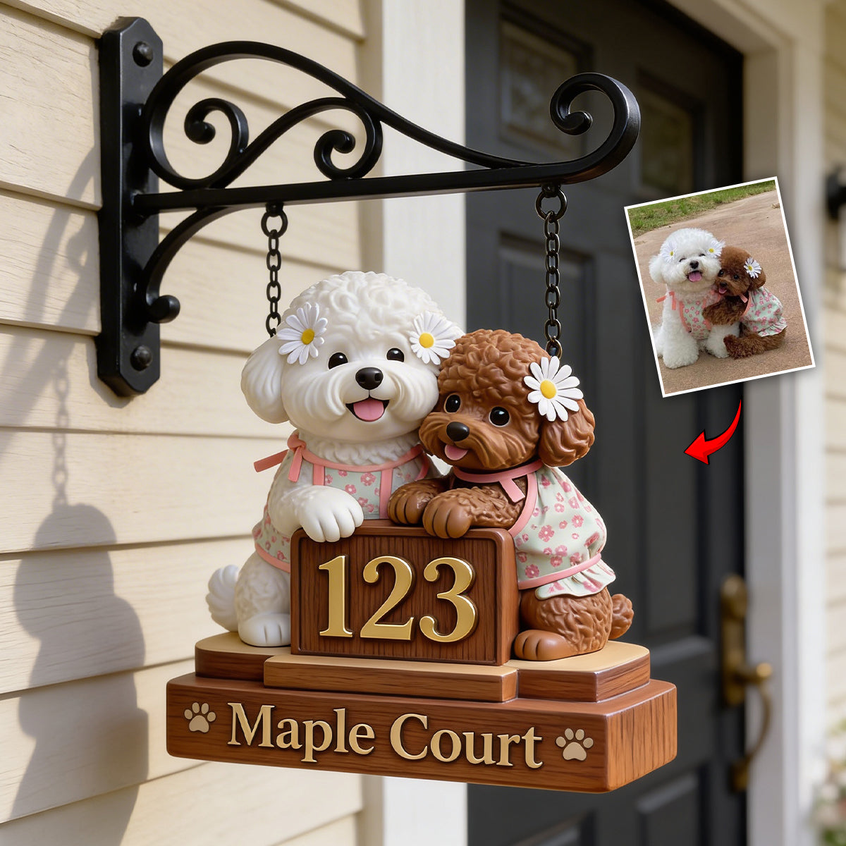 Dog Address Porch Sign - Personalized Dog Wooden Wall Mount Sign