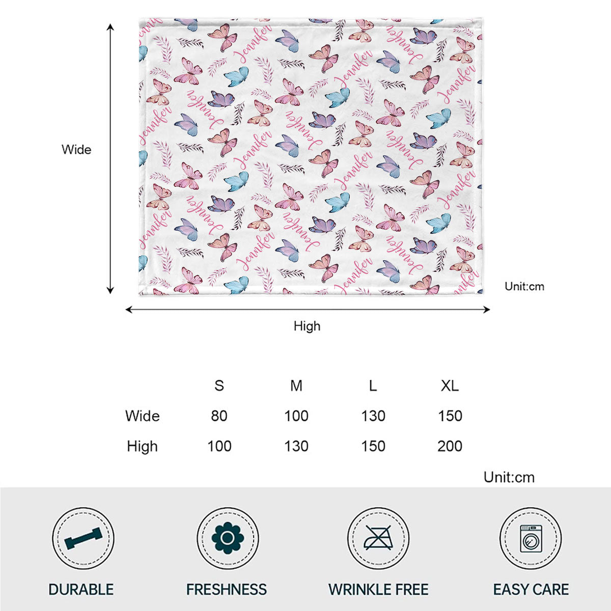 Butterfly Custom Name - Personalized Kid Blanket