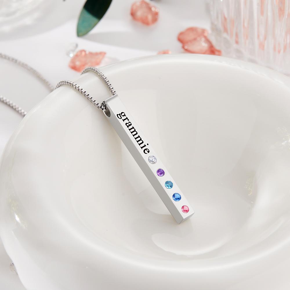 Custom Engraved Birthstone Charm - Personalized Engraved Birthstone Charm