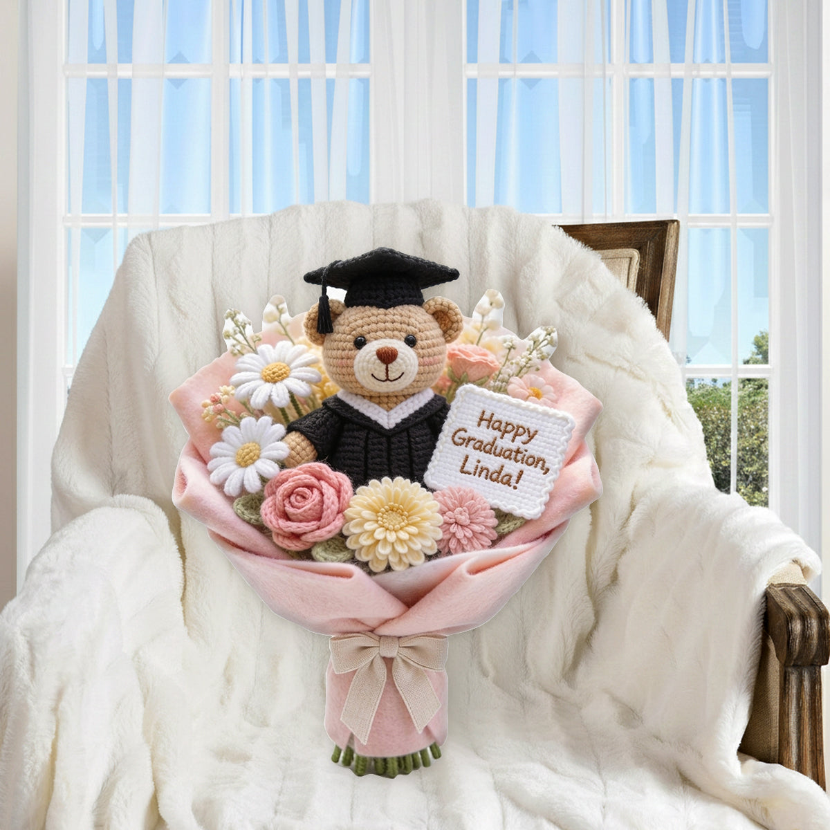Graduation Bouquet - Personalized Graduation Premium Faux Fur Pillow