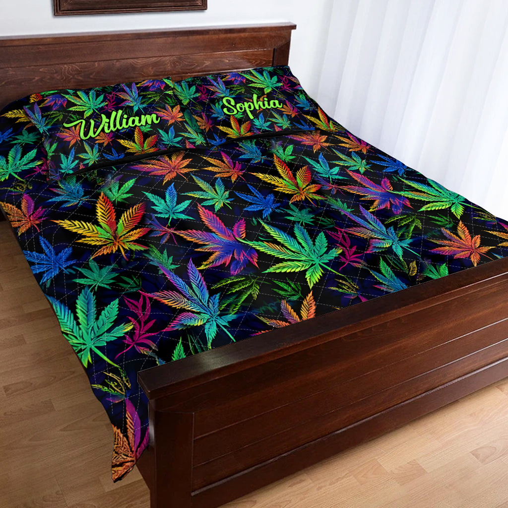 It's 420 somewhere Colorful Marijuana - Personalized Weed Quilt Set