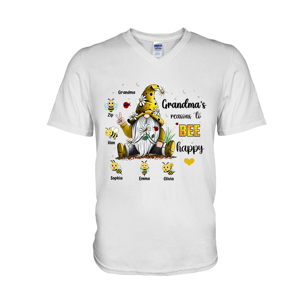 Grandma's Reasons To Bee Happy - Personalized Grandma T-shirt And Hoodie