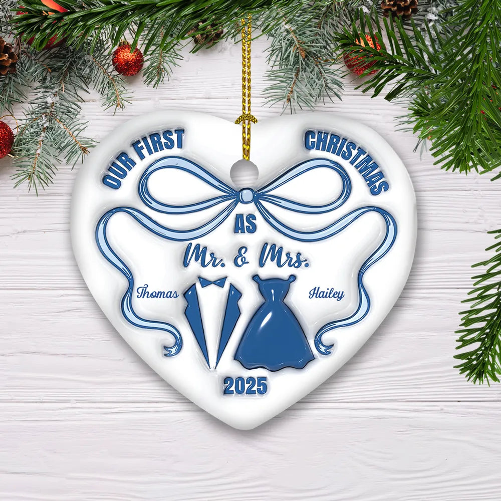 Ceramic Heart Ornament for Newlyweds, Smooth Finish, High-Quality Keepsake Gift for Lovers