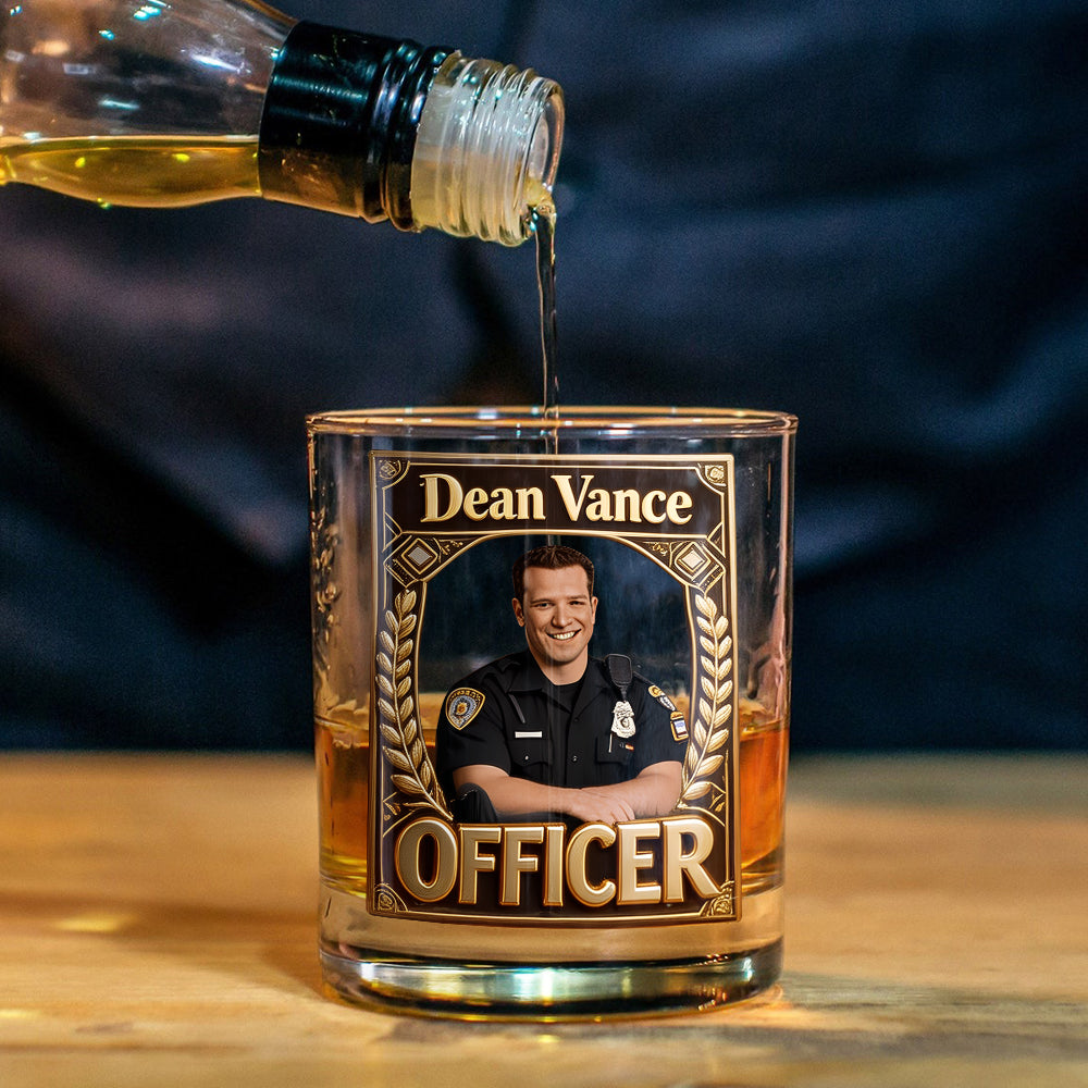 Custom Any Photo - Personalized Police Officer Whiskey Decanter Set