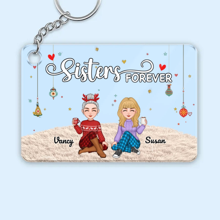 Sisters Forever - Personalized Poster, Keychain,Plaque,Ornament,  Blanket & Sign - Christmas Gift for Sisters