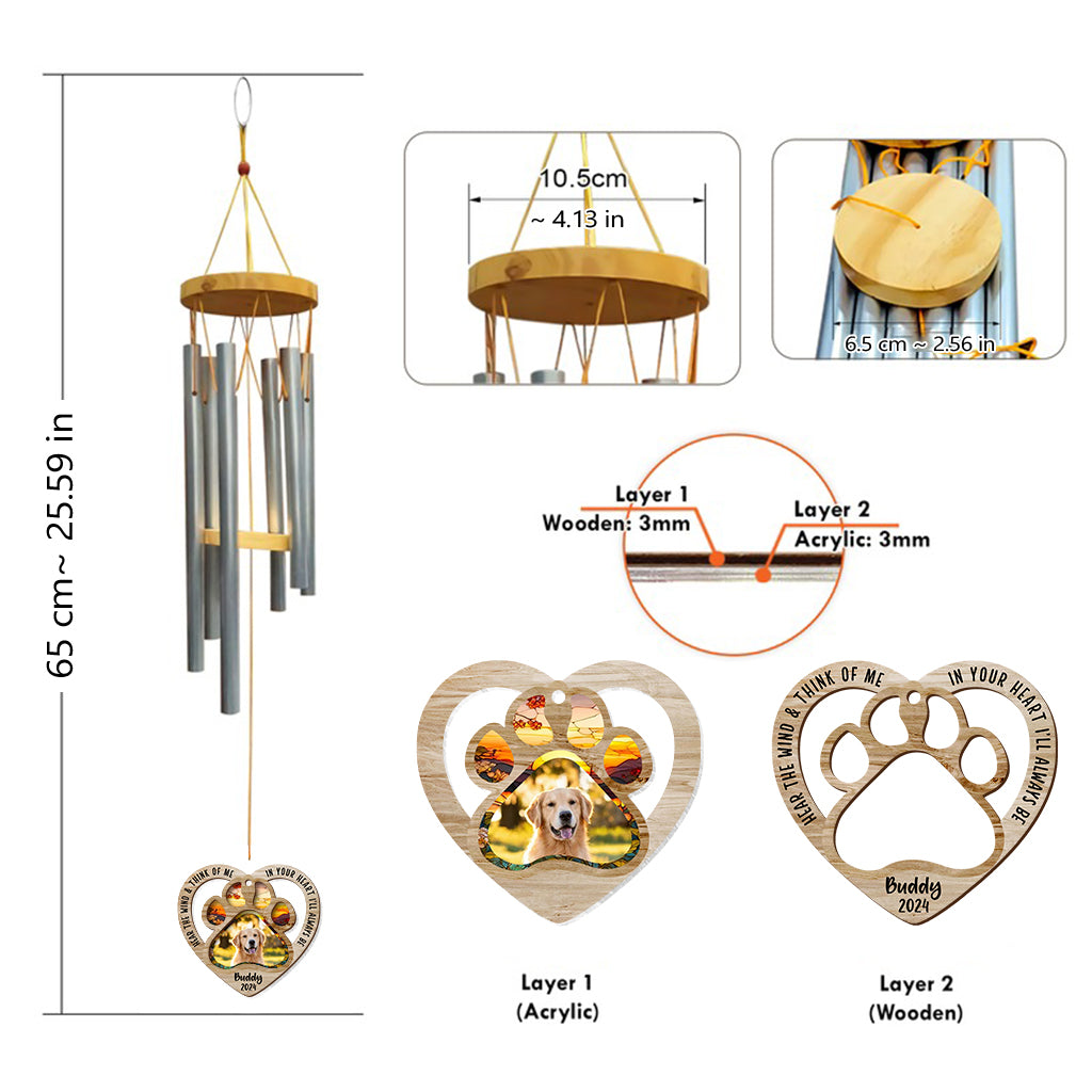 Hear The Wind And Think Of Me - Personalized Dog Wind Chime Suncatcher