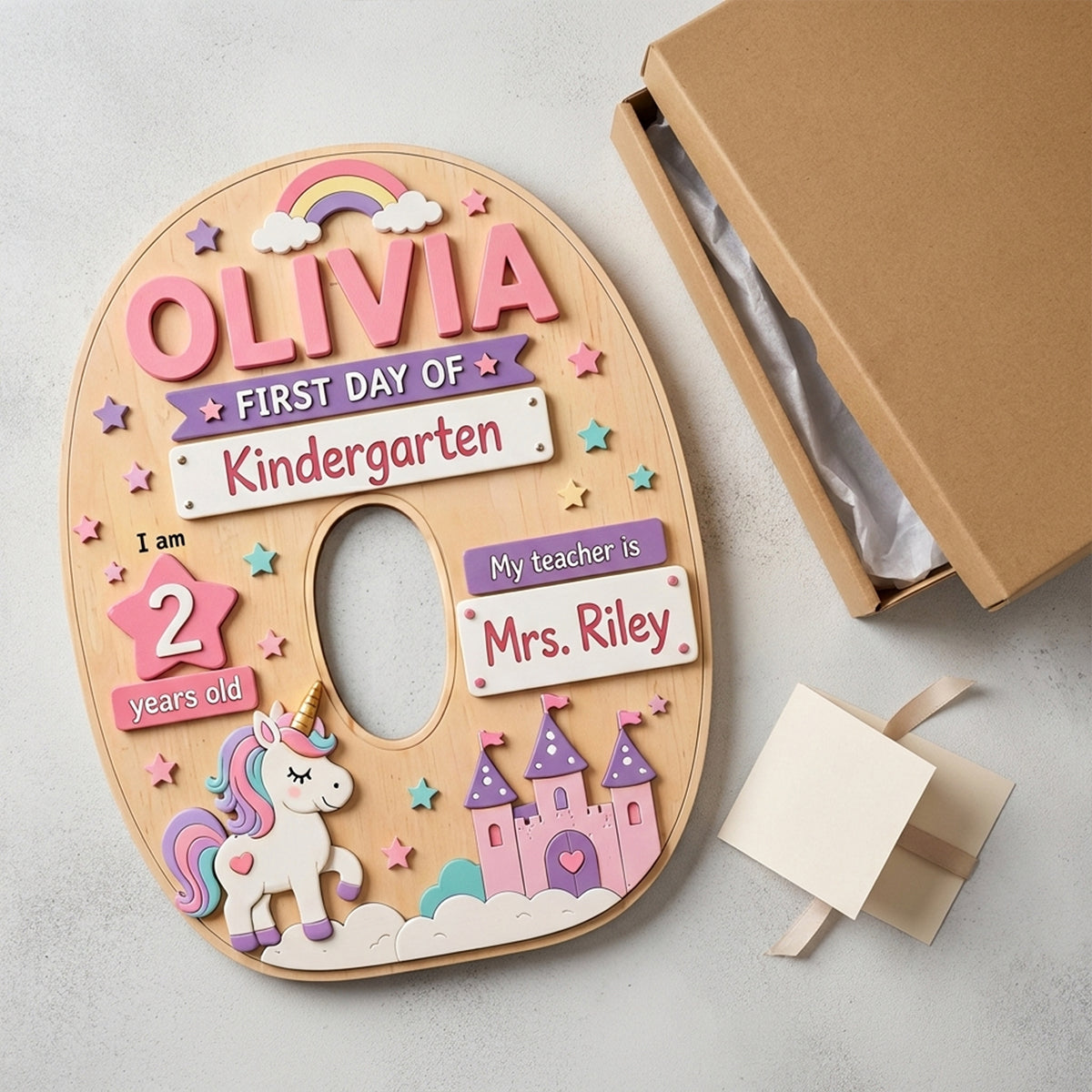 First Day Of School Sign Gift For Kids - Personalized Kid 2 Layered Wood Sign / Wood Plaque