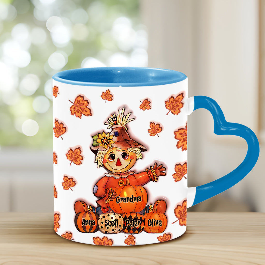 Grandma Fall - Personalized Grandma Heart Handle Mug