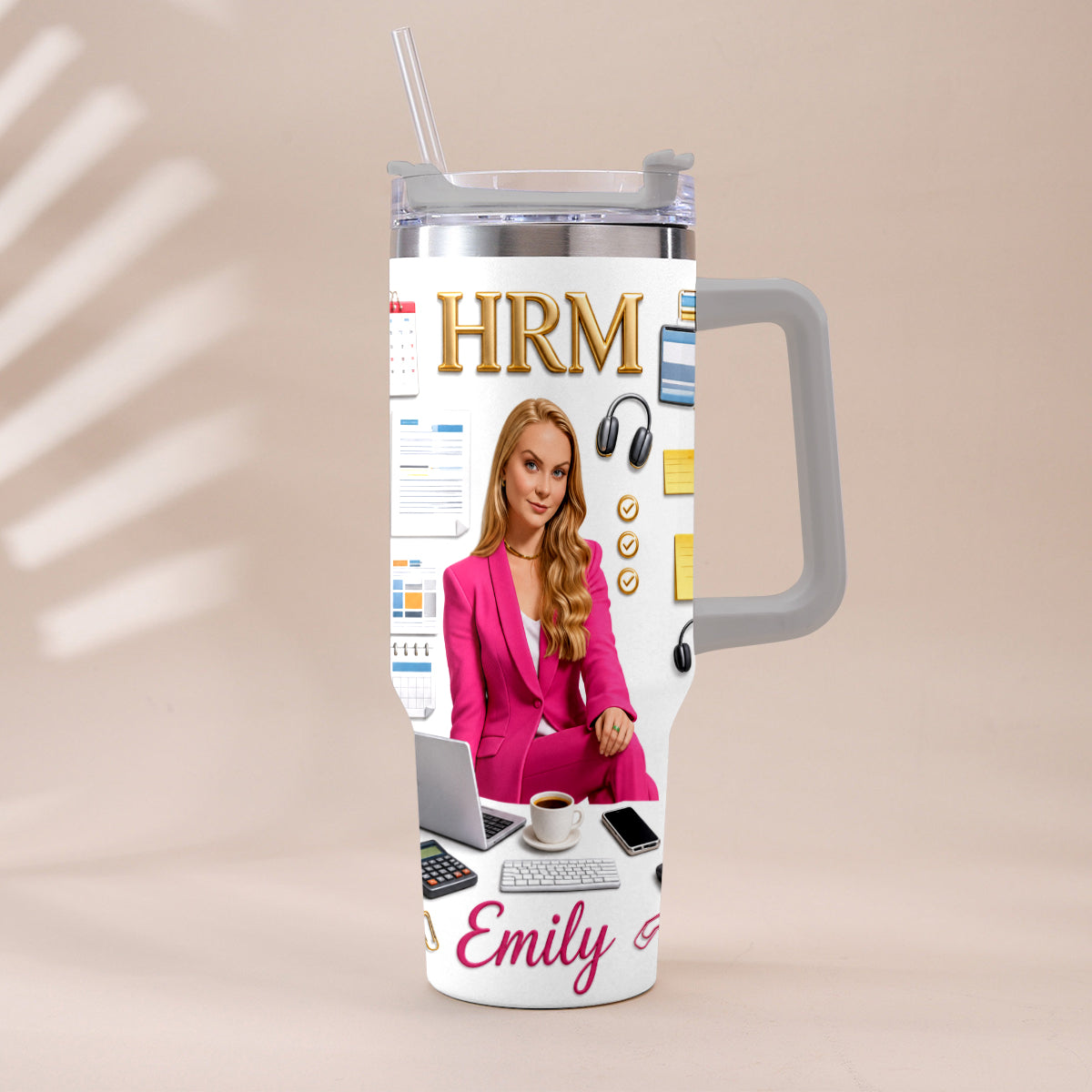 Custom Any Photo Office Staff Gift - Personalized Colleague Tumbler With Plush Charm