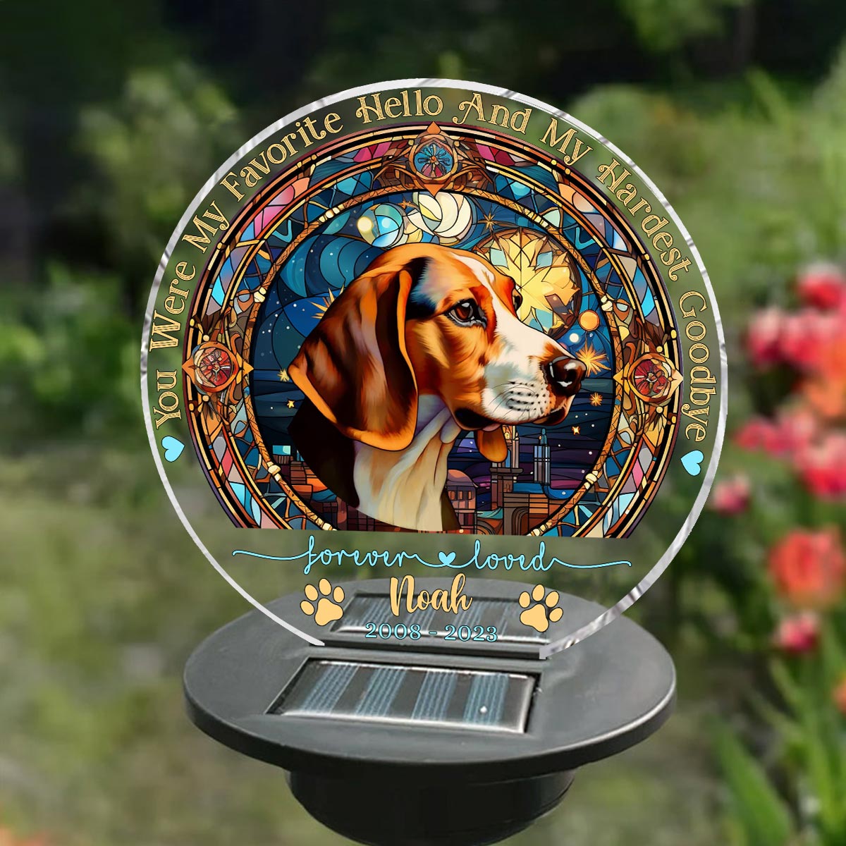 You Were My Favorite Hello - Personalized Dog Garden Solar Light