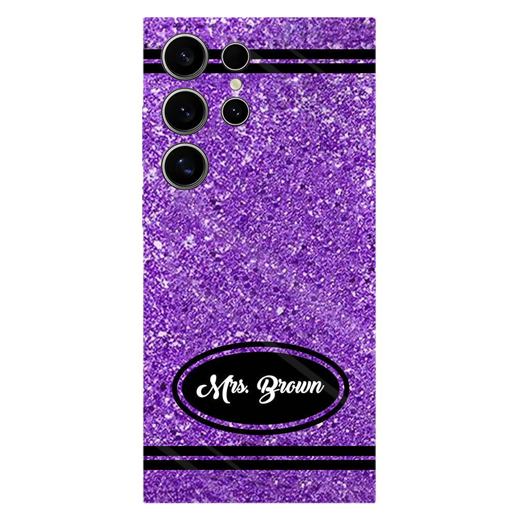 Artificial Glitter Crayon Design - Personalized Teacher Full Print Phone Case & Phone Grip