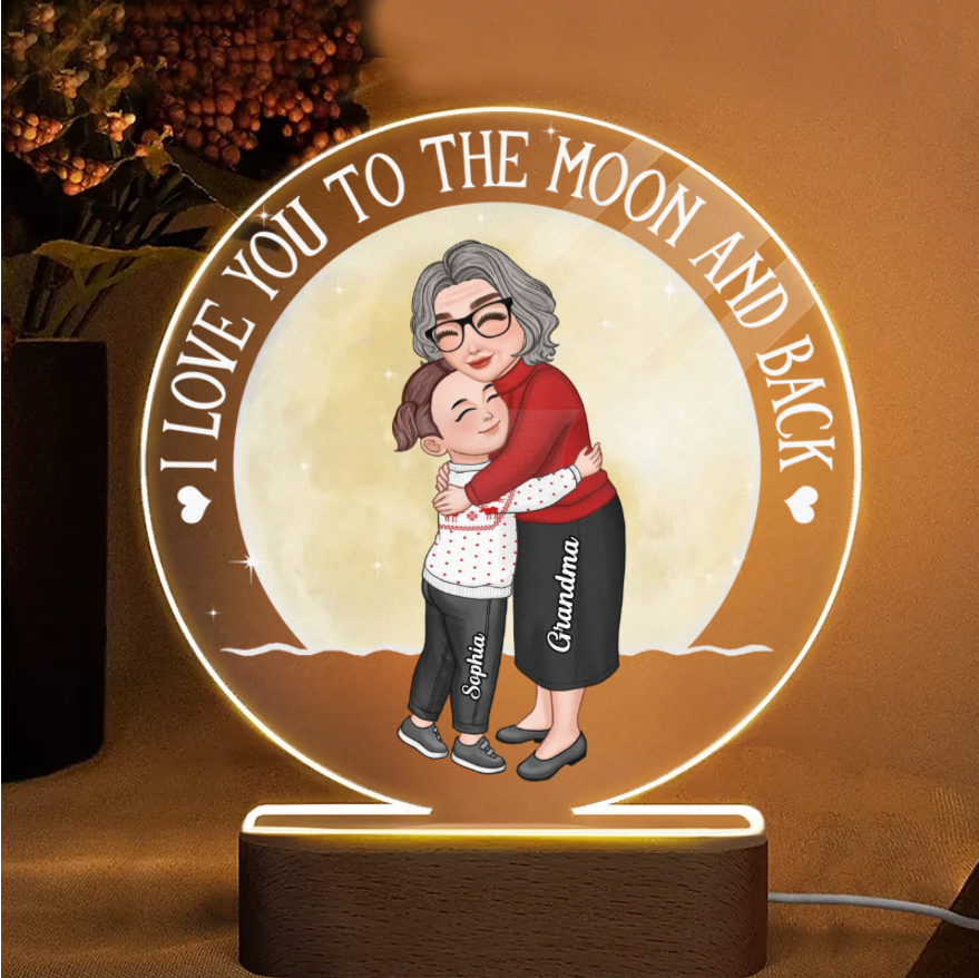 Cute Grandma & Grandkid Hugging - Gift For Grandkids & Grandma - Personalized Acrylic Ornament