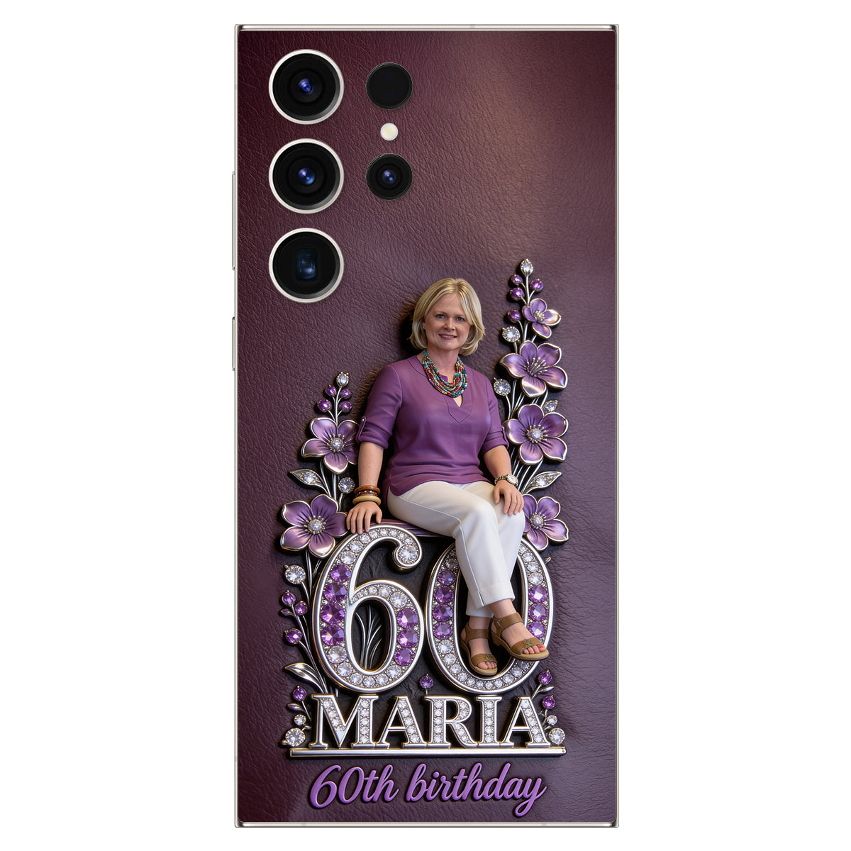 Custom Any Photo Perfect Gift For Mom, Grandma - Personalized Birthday 3D Embossed Leather Phone Case