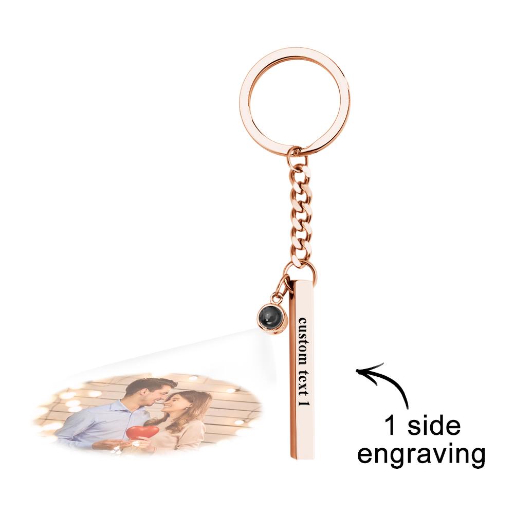Custom Bar Vertical Cube Projection Keychain - gift for anyone, who lost a loved one - Personalized Keychain