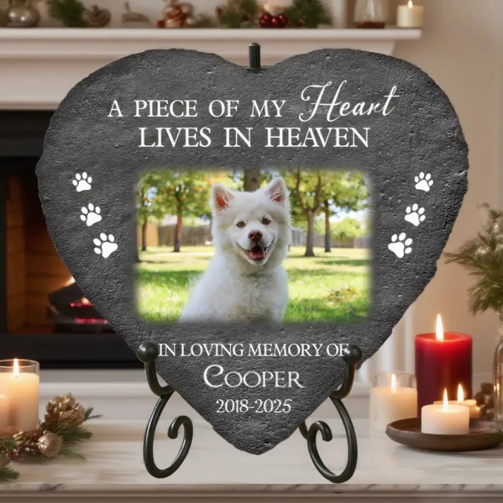 Heart Stone Pet Memorial Plaque, Cherished Dog Tribute with Warm Remembrance for Home Décor