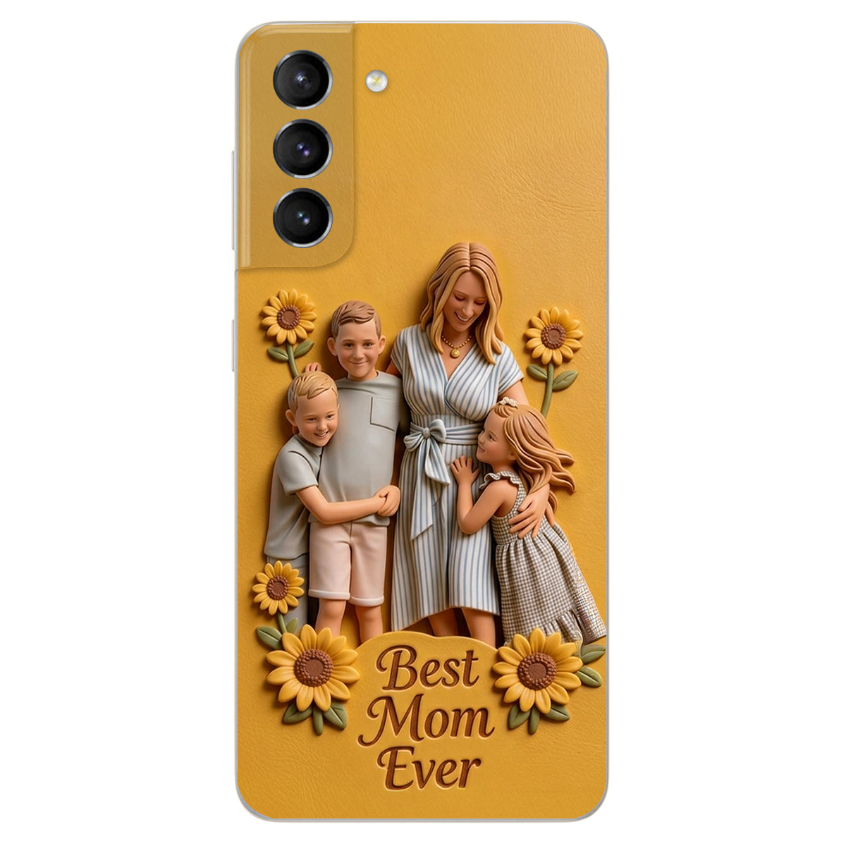 Best Mom Ever - Personalized Mother 3D Embossed Leather Phone Case