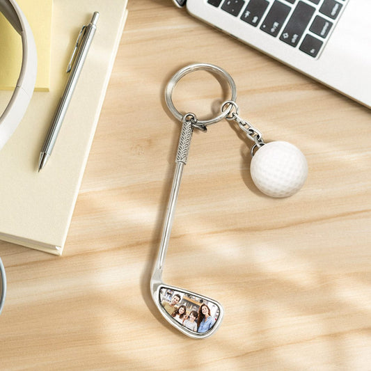 Custom Photo Golf Ball Golf Lover PhotoGolf Ball Keychain - Personalized Golf Keychain