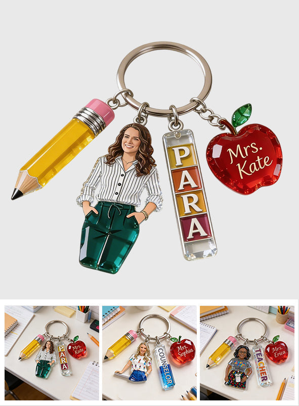 Custom Any Photo Gift For Teacher/Educator - Personalized Teacher Premium Keychain With Charms