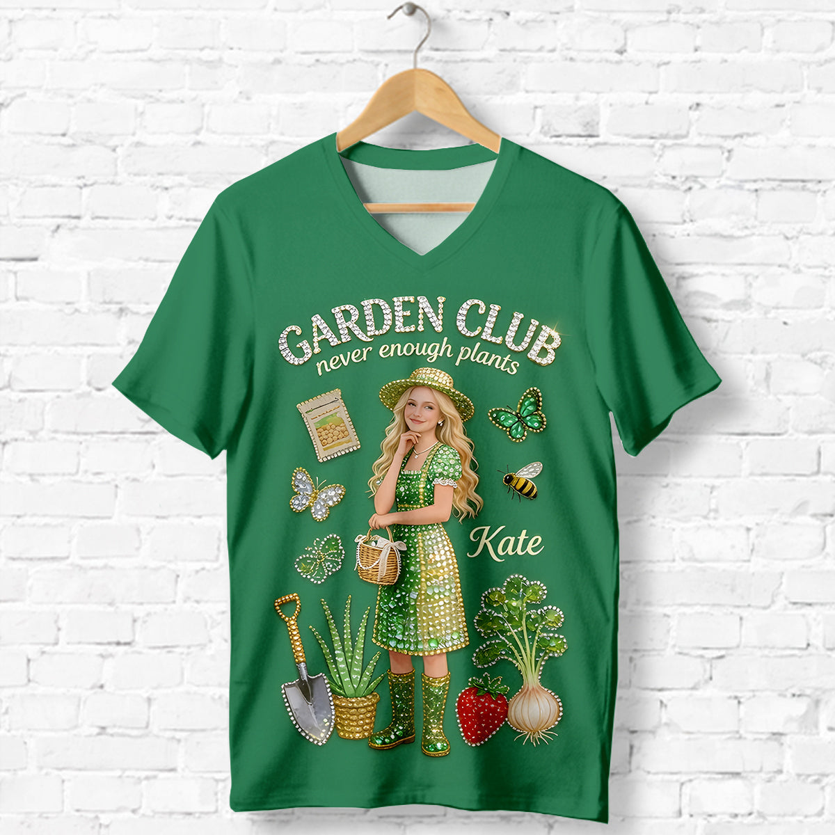 Garden Club - Personalized Gardening Fully Printed V-Neck T-Shirt