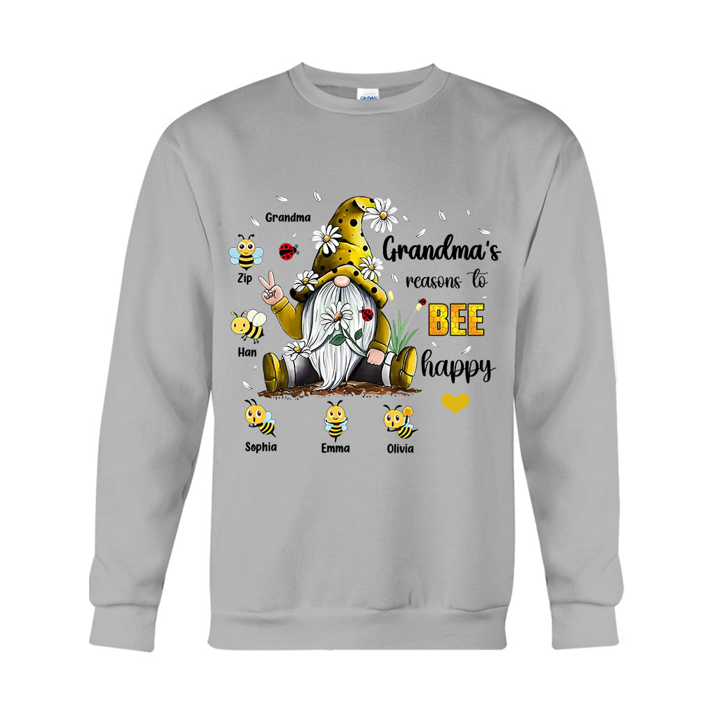 Grandma's Reasons To Bee Happy - Personalized Grandma T-shirt And Hoodie