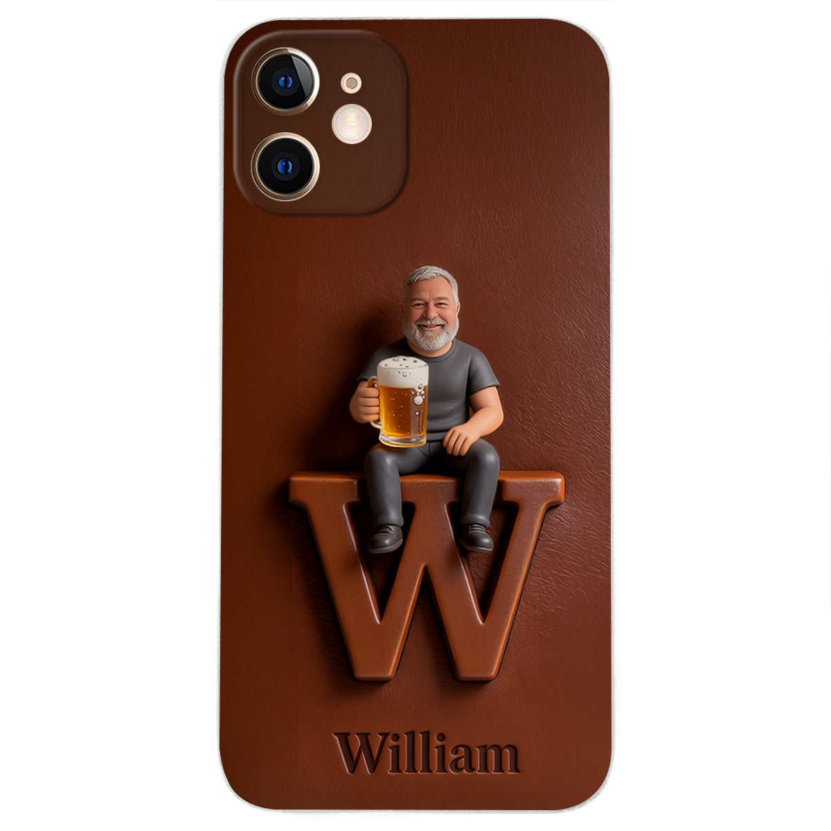 Custom Any Photo - Personalized Beer 3D Embossed Leather Phone Case