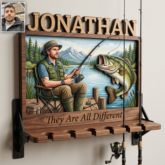 Fishing Rod Holder Personalized Wall Mount - Personalized Fishing Rod Holder