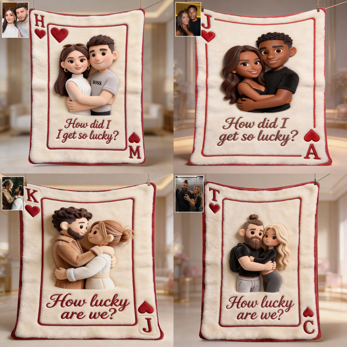 How Lucky We Are - Personalized Couple Blanket