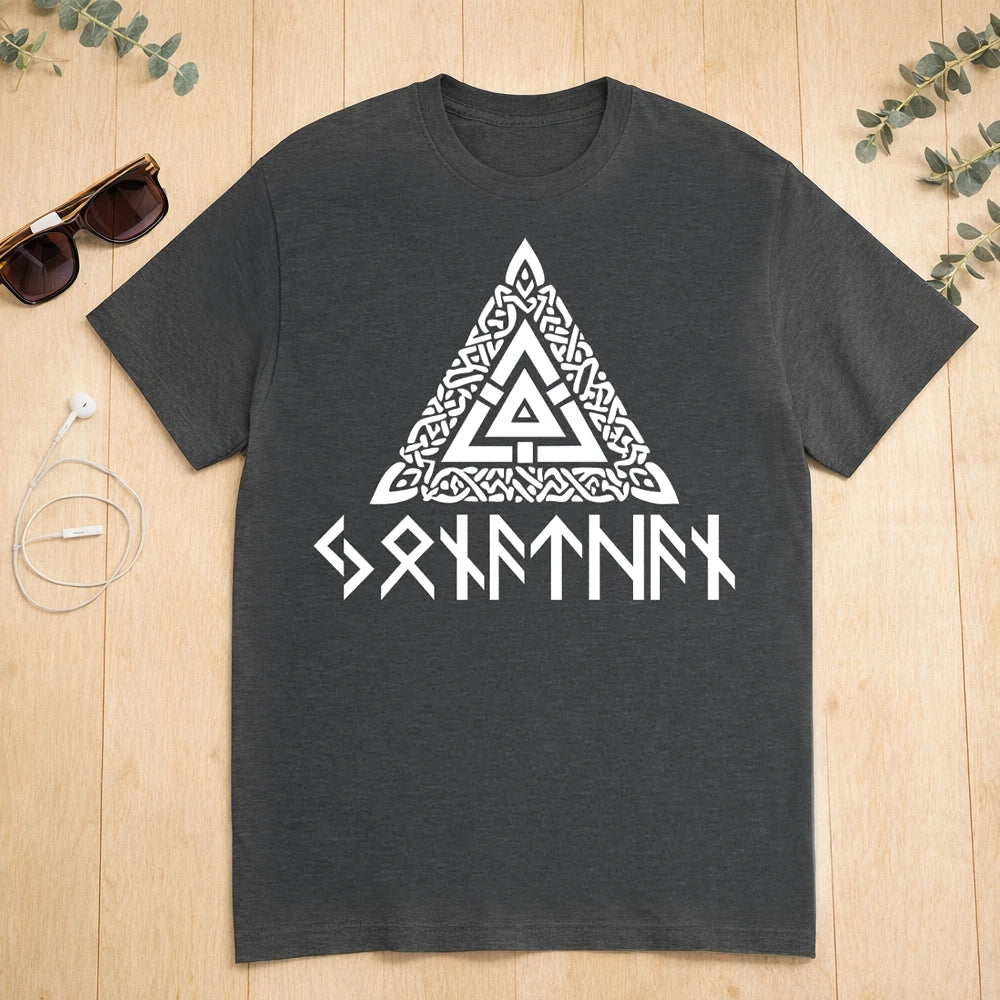 Mystic Rune Triangle Classic Tee, Personalized Custom Graphic for Travel and Gym, Unique Creative Gift for Minimalist Style Fans
