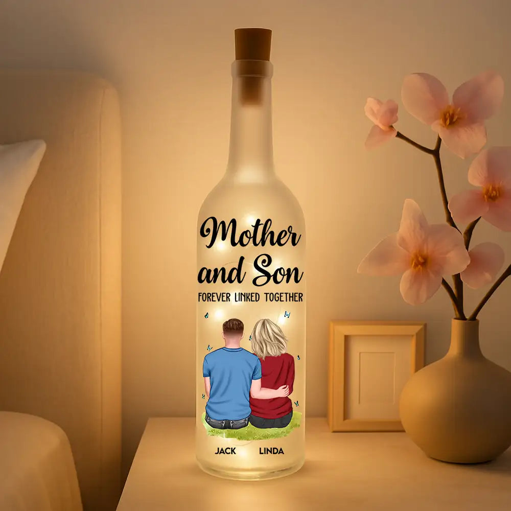 Custom Hugging Figures Bottle Lamp – Mother and Child Forever Bonded Light-Up Gift