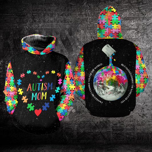 Autism Mom Earth - Autism Awareness All Over T-shirt and Hoodie 0921