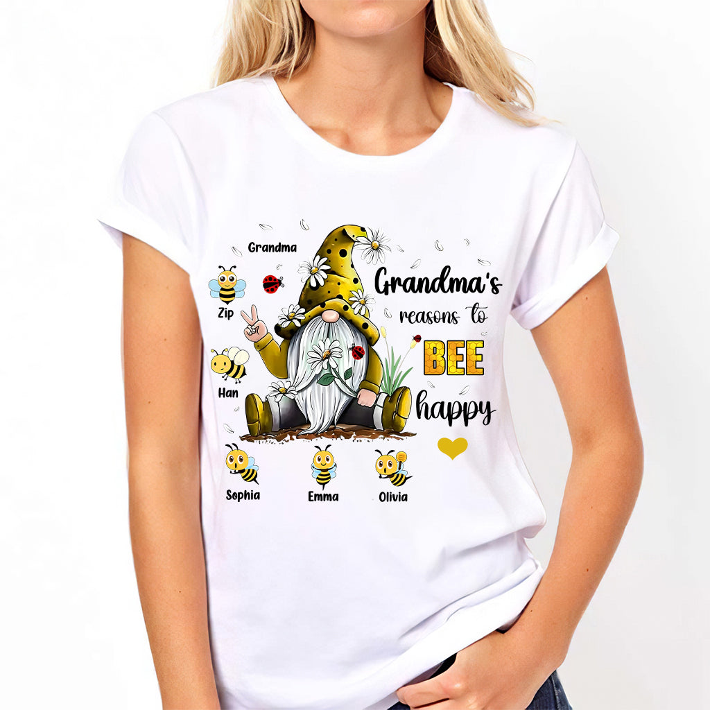 Grandma's Reasons To Bee Happy - Personalized Grandma T-shirt And Hoodie