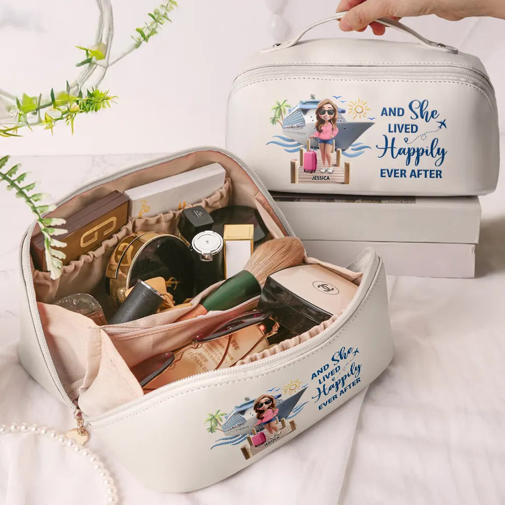 Cruise Makeup Bag with Fun Illustration Design, Travel Storage Essential, Vacation Vibes, Perfect Gift for Friends and Family