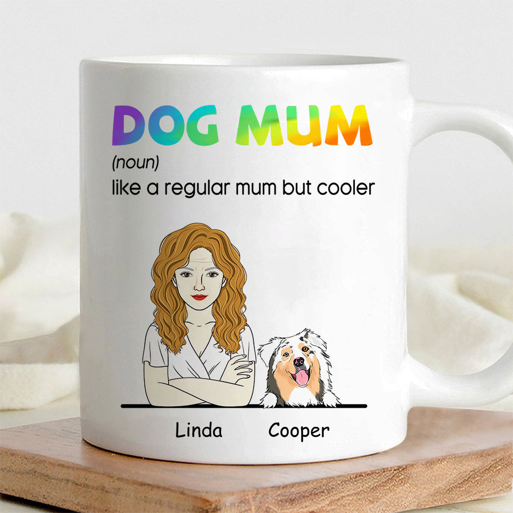 Custom Dog Mum Mug – 'Like a Regular Mum But Cooler' Personalized Ceramic Coffee Mug – Ideal Gift for Dog Mums
